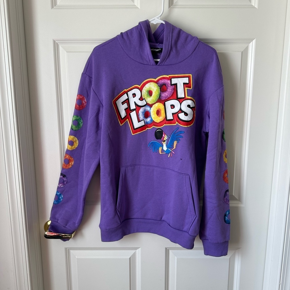 Kellogg's Fruit Loops Purple Unisex Adult pullover hoodie sweatshirt Size M
